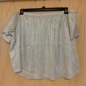 Forever 21 Glitter Silver Crop Top Off Shoulder